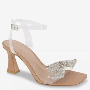 BCBGeneration Reslo Elegant Clear Strap Heels with Rhinestone